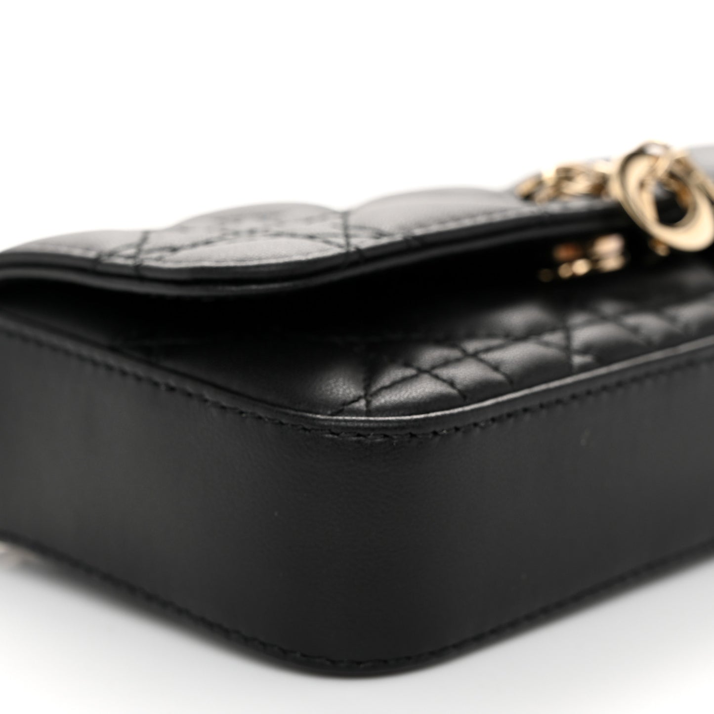 Lambskin Cannage Dior Talk Phone Pouch Black