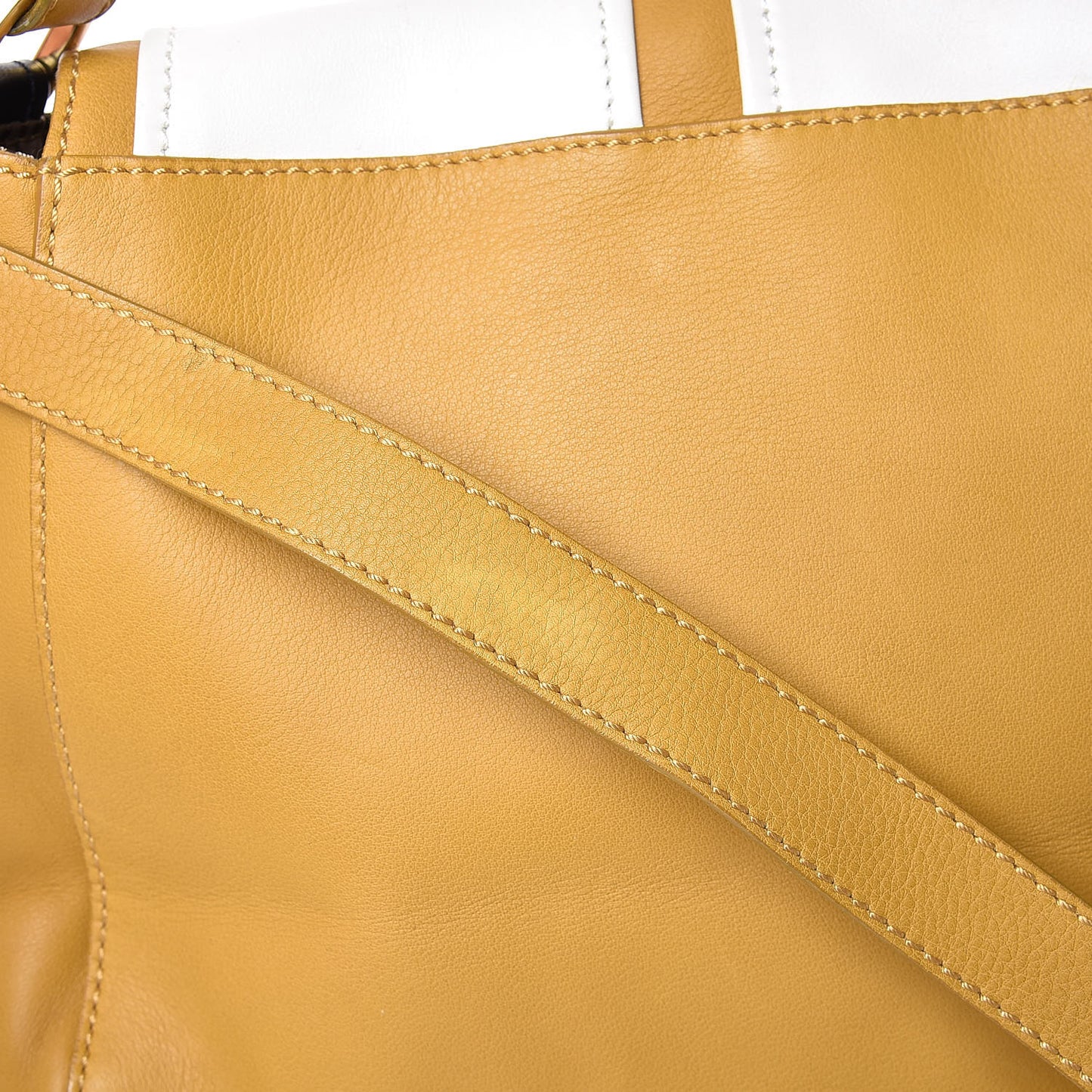 Calfskin Colorblock Anna Shoulder Bag Yellow White