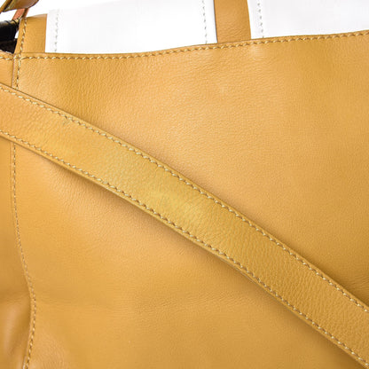 Fendi Calfskin Colorblock Anna Shoulder Bag Yellow White 14 of 14