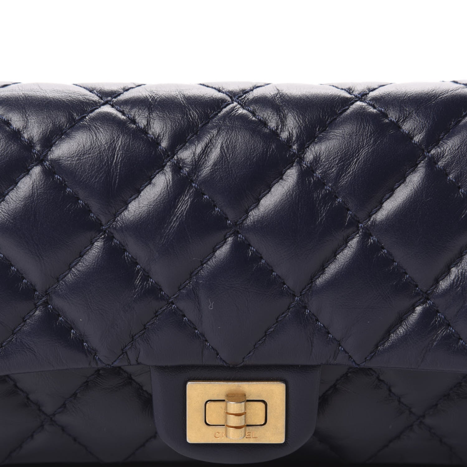 Chanel Aged Calfskin Quilted 2.55 Reissue Flap Belt Bag Clutch Navy 8 of 10