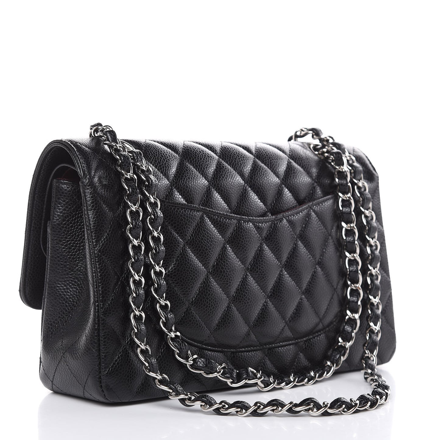 Caviar Quilted Medium Double Flap Black