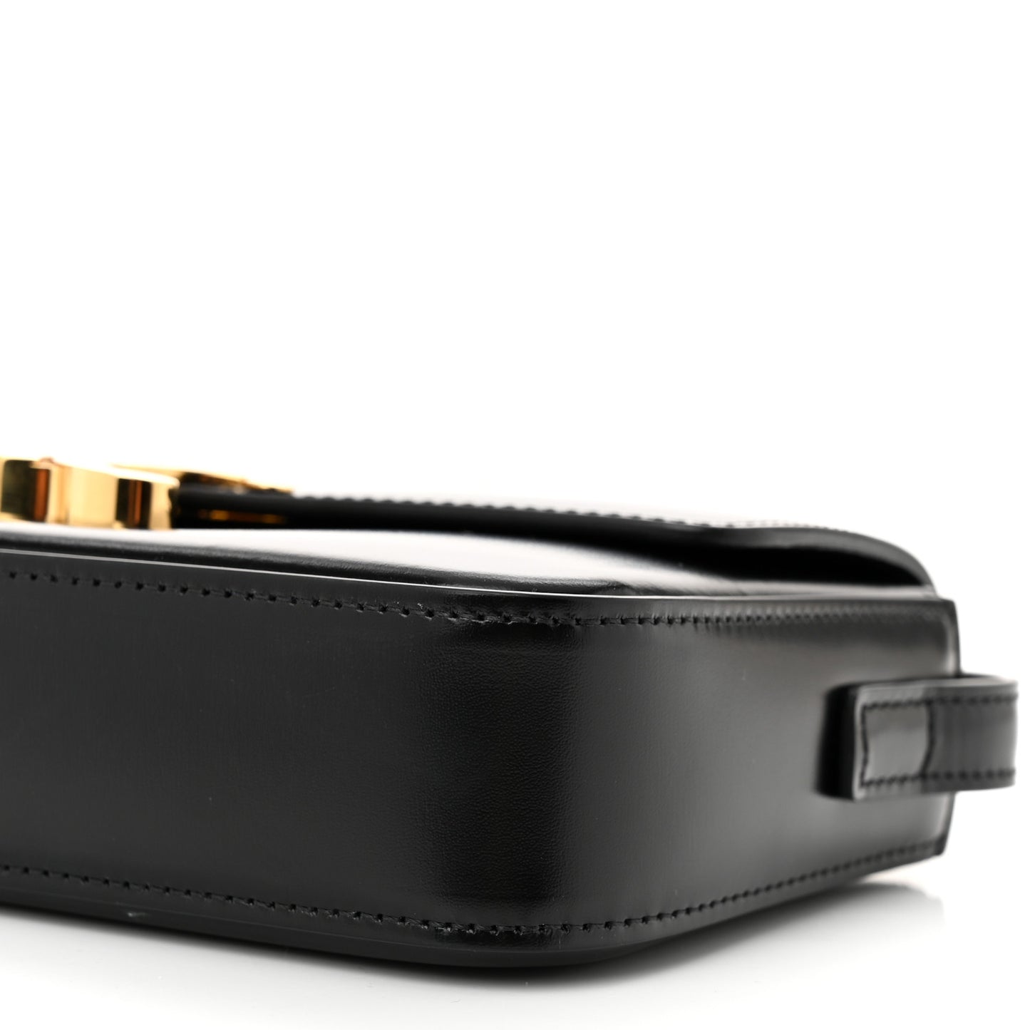 Shiny Calfskin Triomphe Shoulder Bag Black