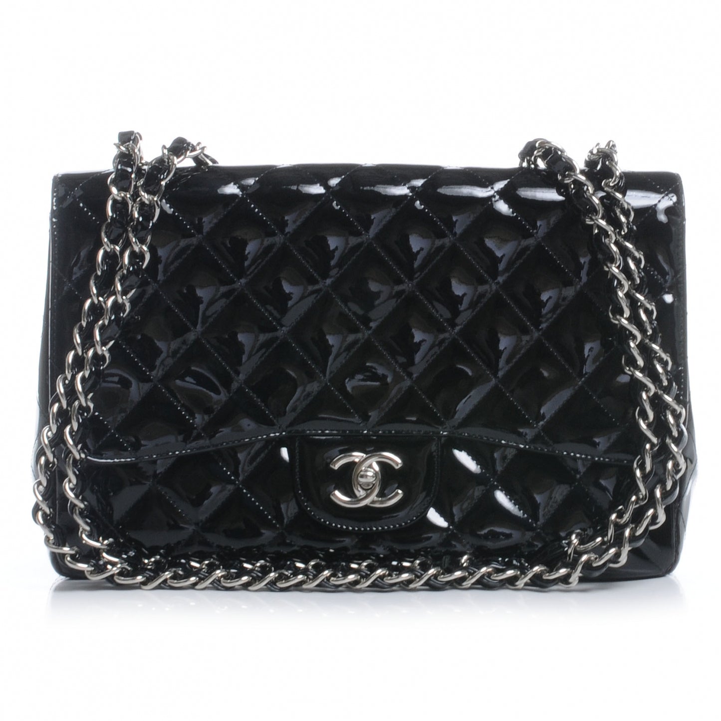 Patent Jumbo Single Flap Black