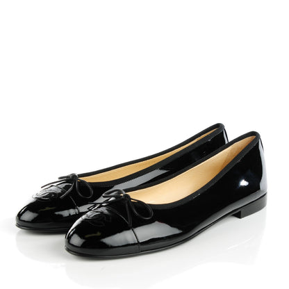 Chanel Patent Cap Toe Ballerina Flats 40 Black 3 of 9