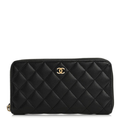 Chanel Caviar Quilted Large Gusset Zip Around Wallet Black 1 of 14