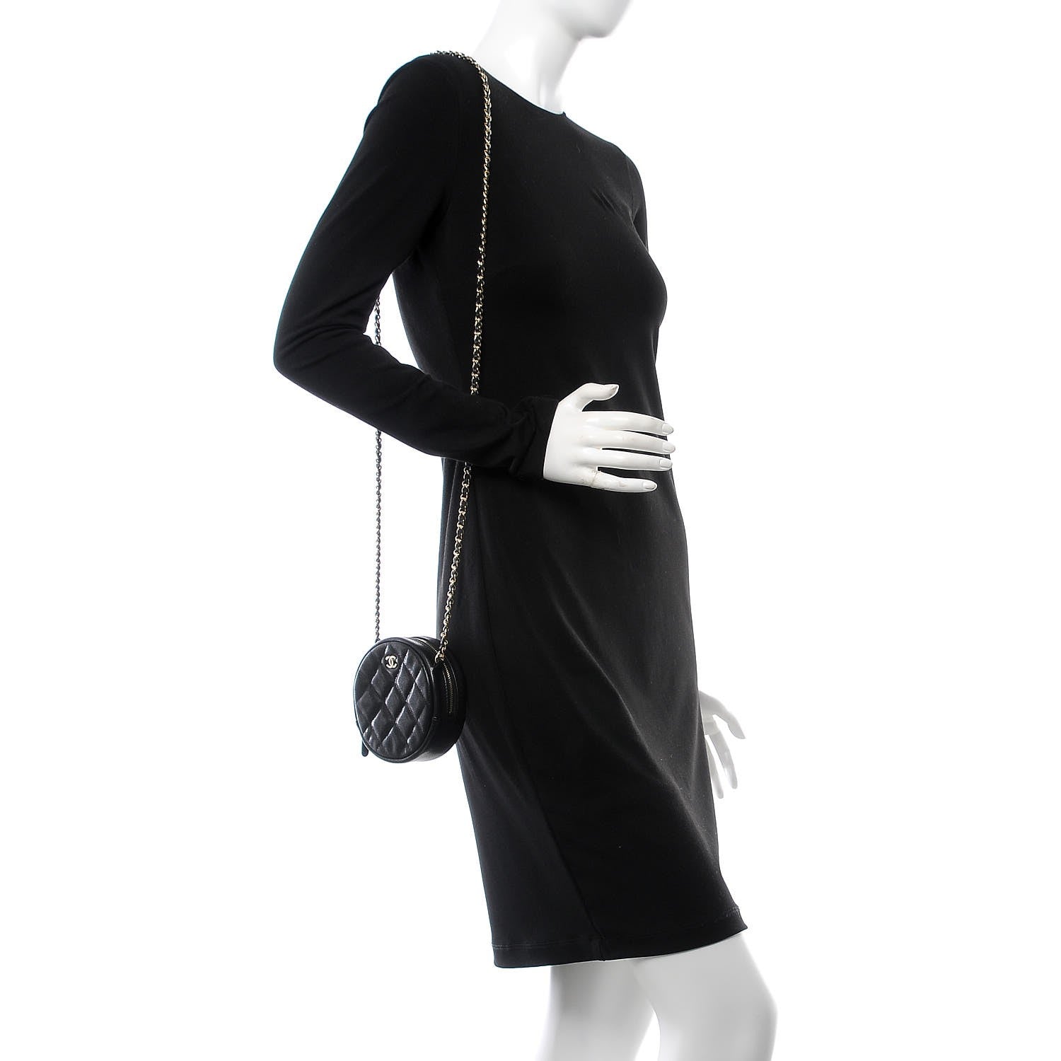 Chanel Caviar Quilted Round Clutch With Chain Black 2 of 8