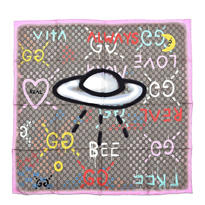 Gucci Silk Twill GG Monogram Real GG UFO Square Scarf Multicolor 1 of 4