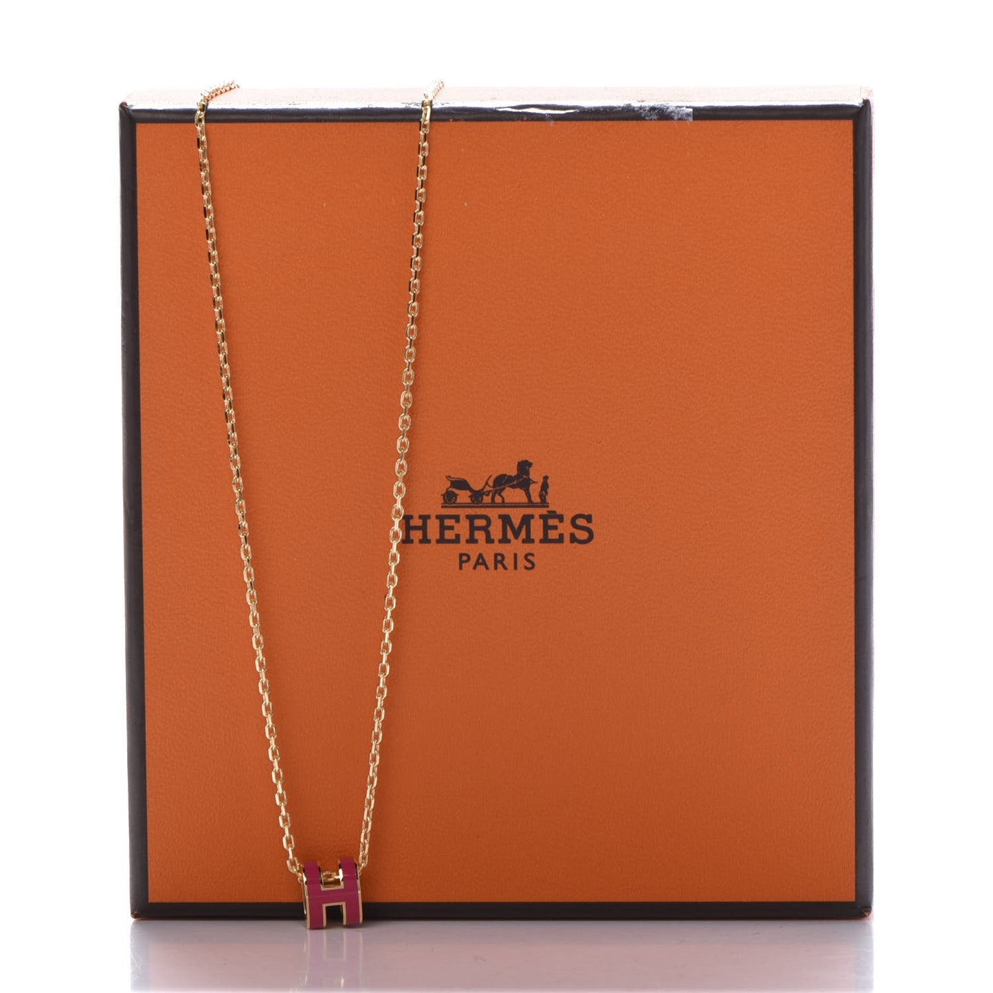 Lacquered Gold Mini Pop H Pendant Necklace Rose Extreme