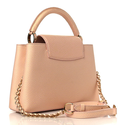Louis Vuitton Metallic Taurillon Seashell Capucines BB Pink Yellow 2 of 8