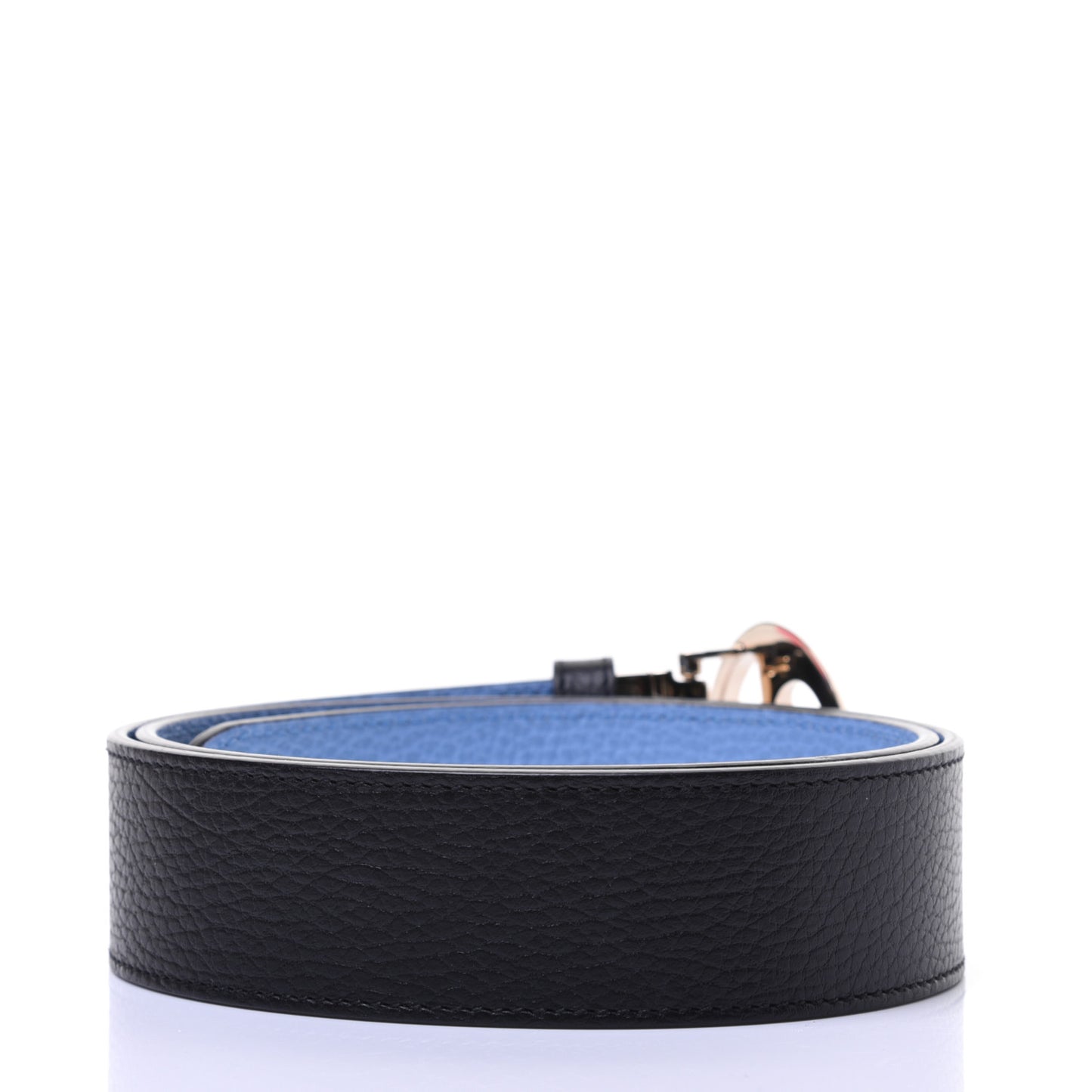 Dollar Calfskin 1973 Reversible Belt 85 34 Black Mineral Blue