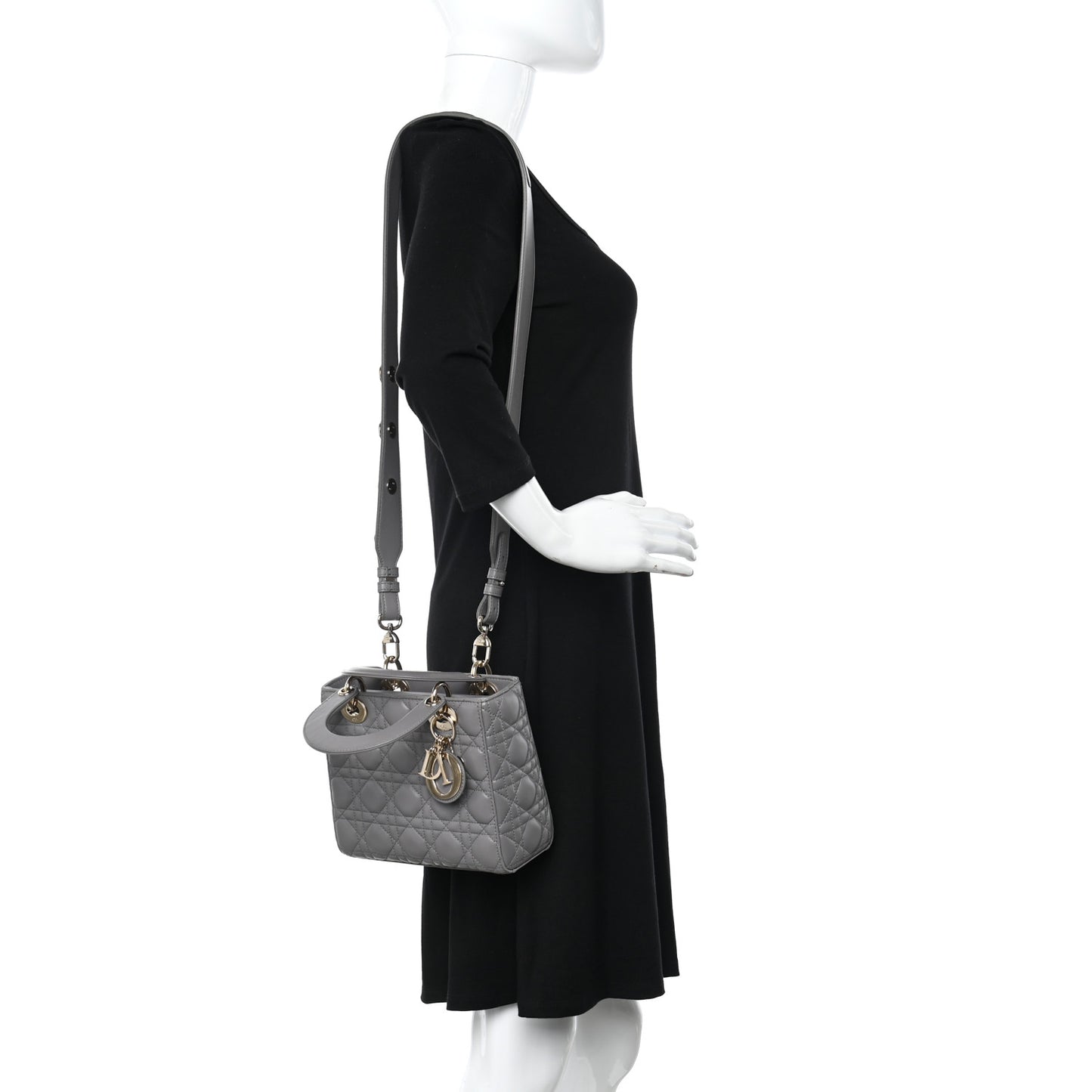 Lambskin Cannage Small Lucky Badges My Lady Dior Grey