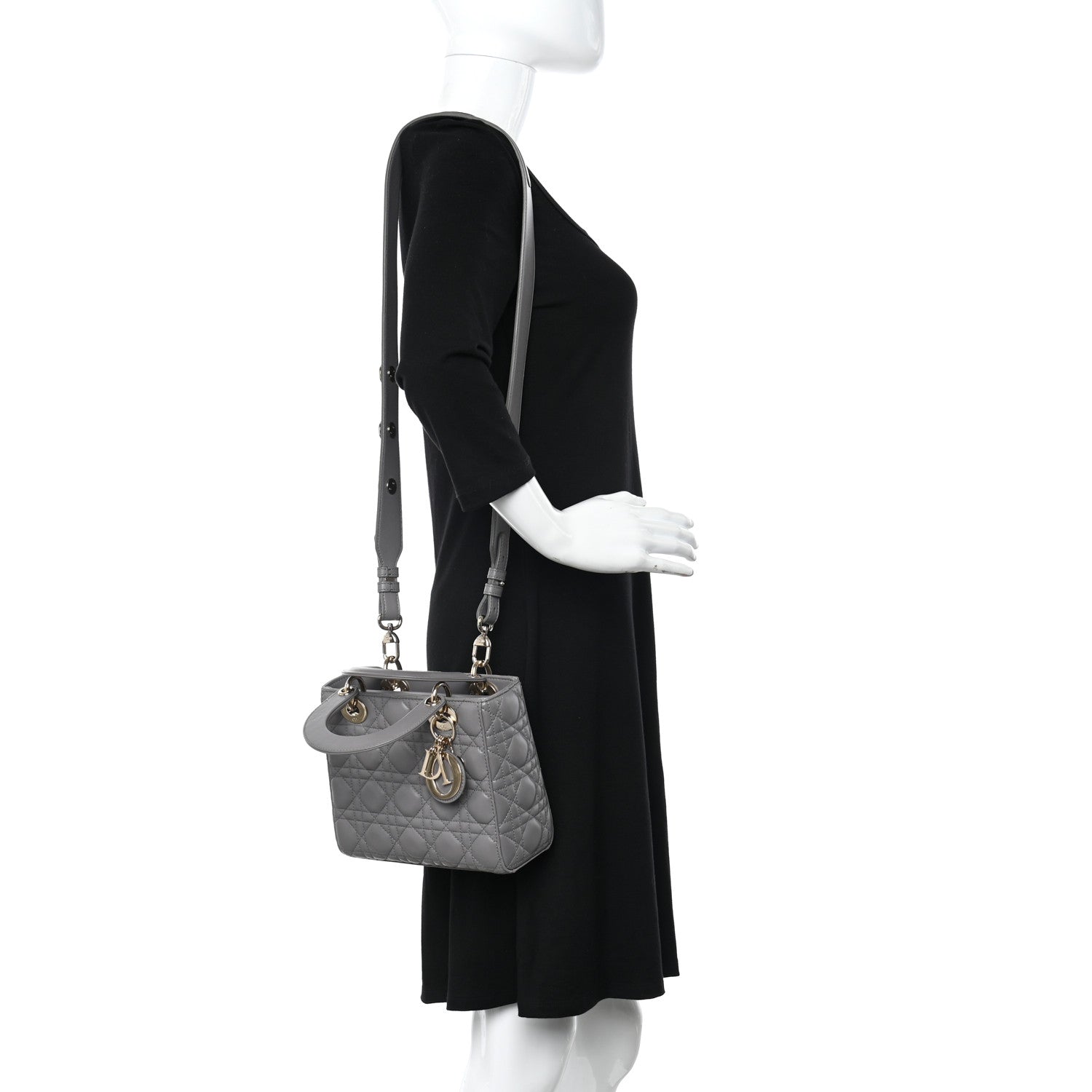 Christian Dior Lambskin Cannage Small Lucky Badges My Lady Dior Grey 2 of 10