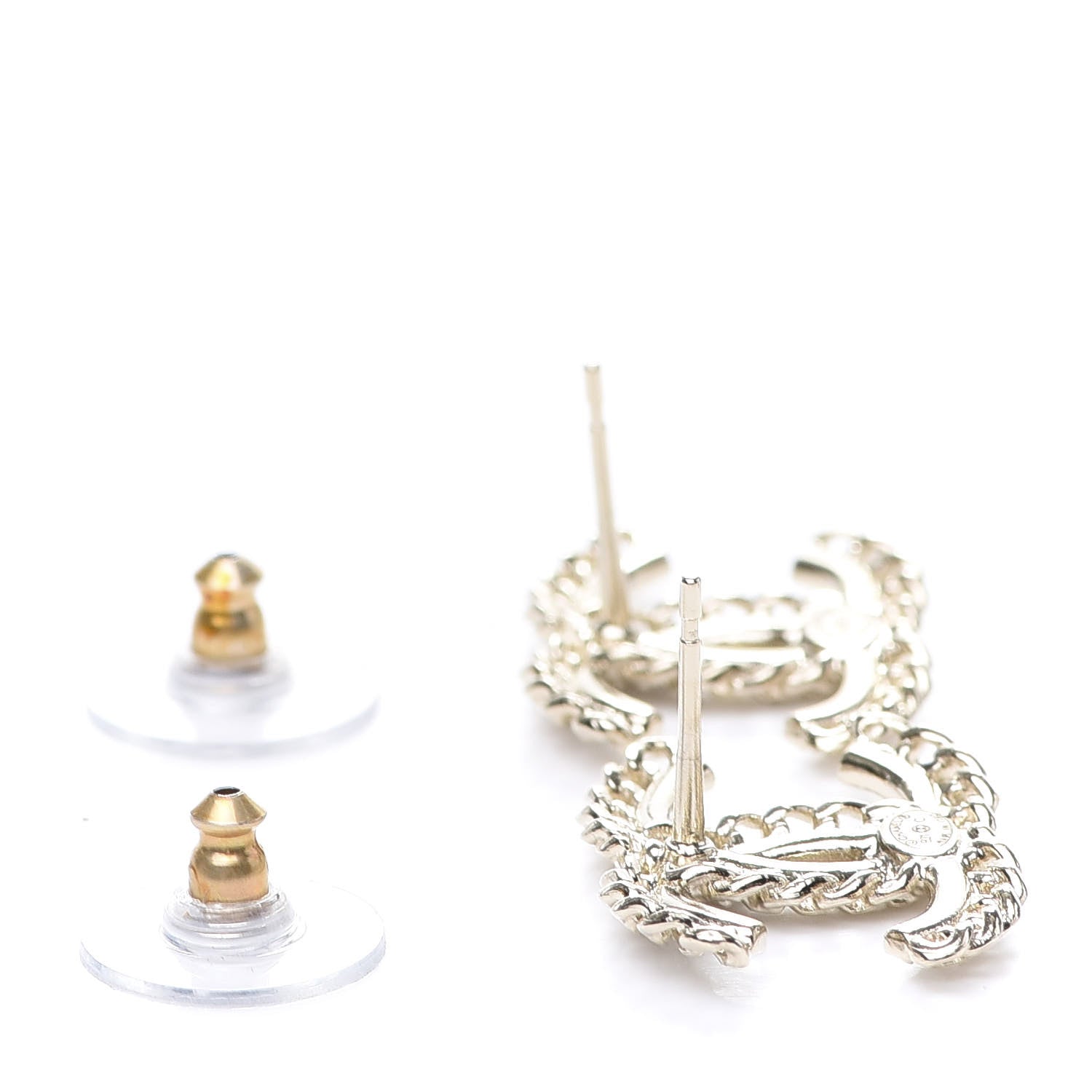 Chanel Crystal Chain CC Earrings Gold 3 of 5
