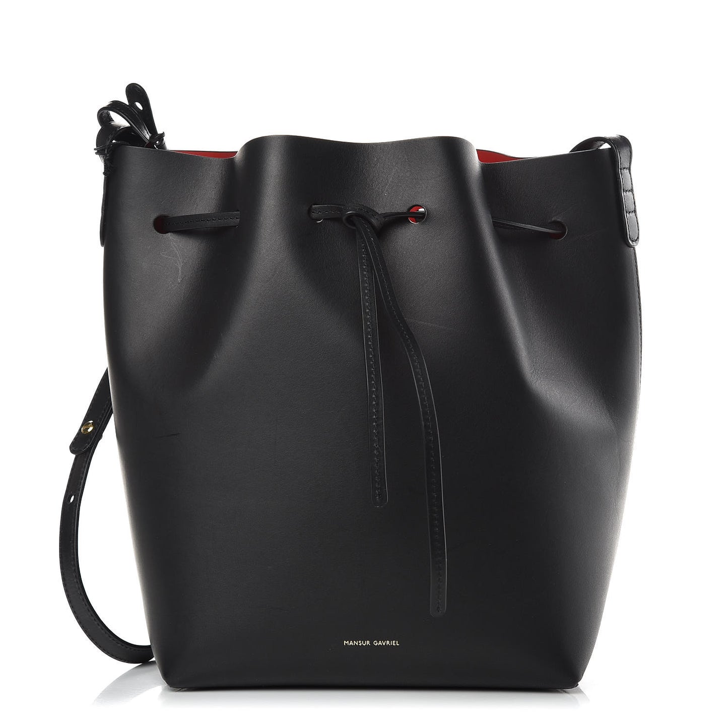 Vegetable Tanned Calfskin Bucket Bag Black Flamma