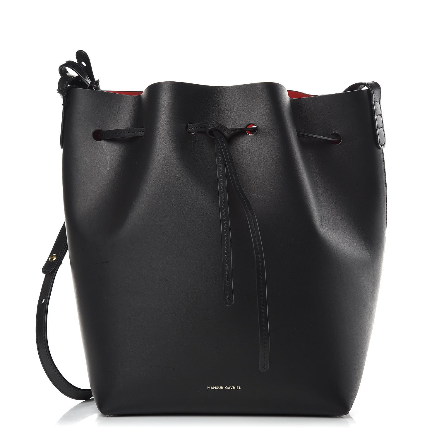Mansur Gavriel Vegetable Tanned Calfskin Bucket Bag Black Flamma 1 of 10