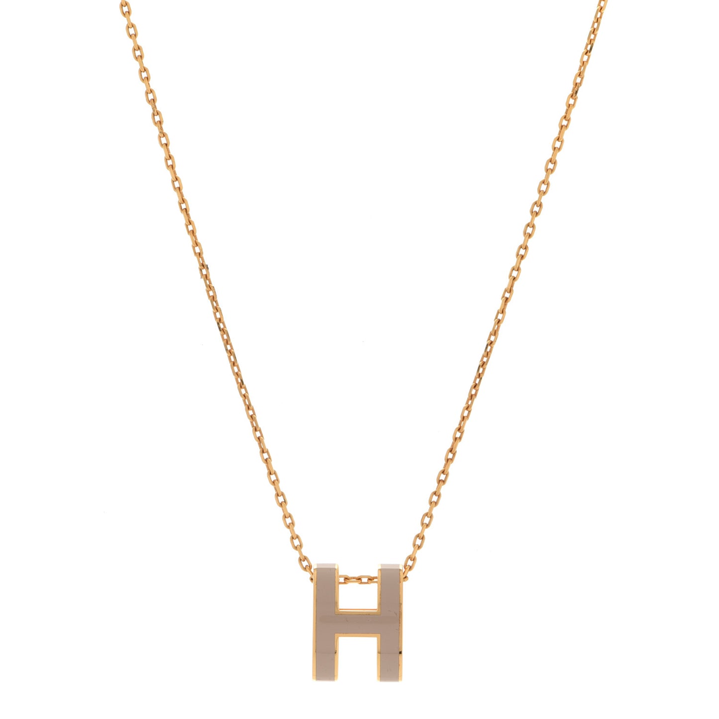 Lacquered Gold Pop H Pendant Necklace Marron Glace