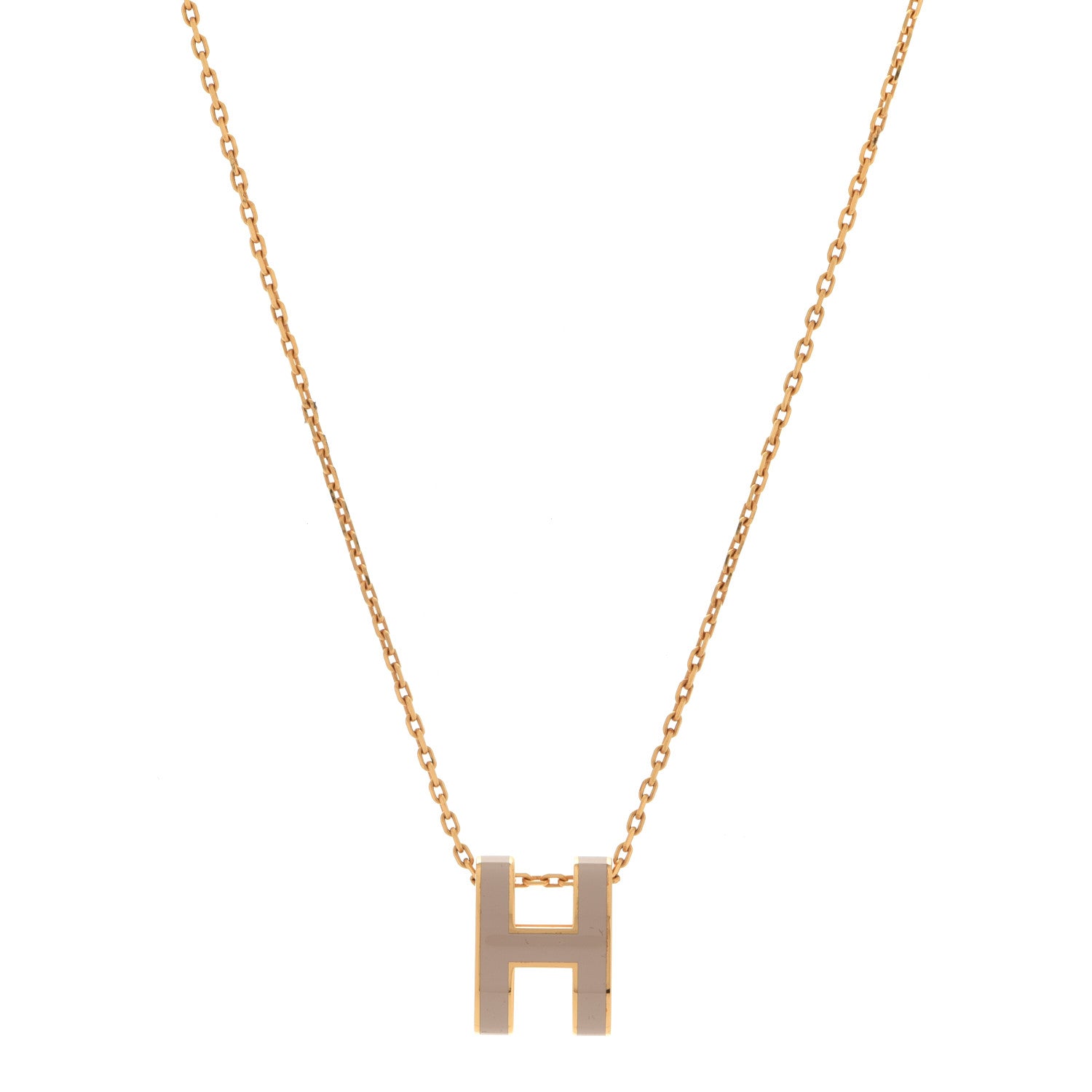 Hermes Lacquered Gold Pop H Pendant Necklace Marron Glace 1 of 7