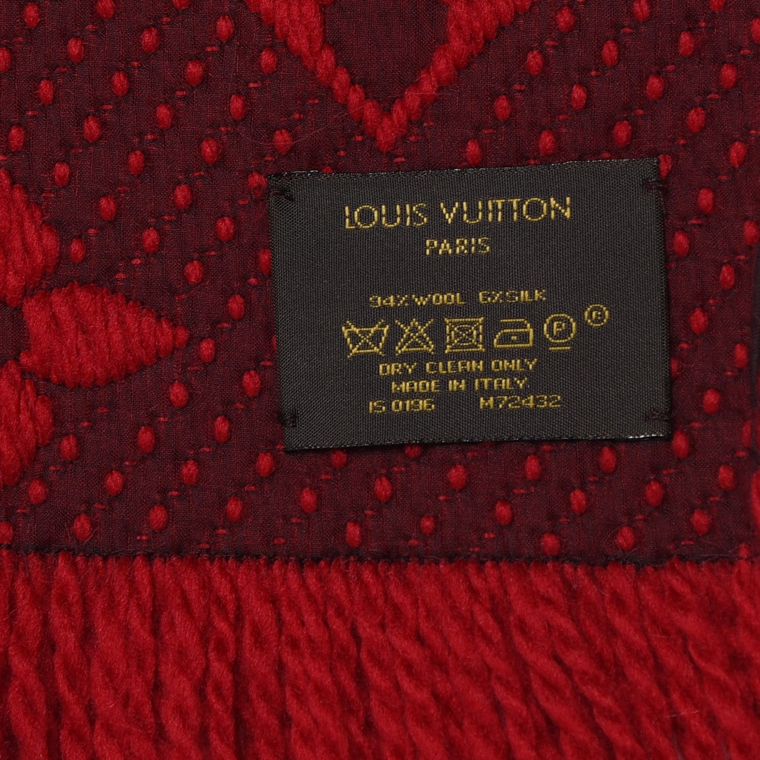 Louis Vuitton Wool Silk Logomania Scarf Rubis 4 of 4