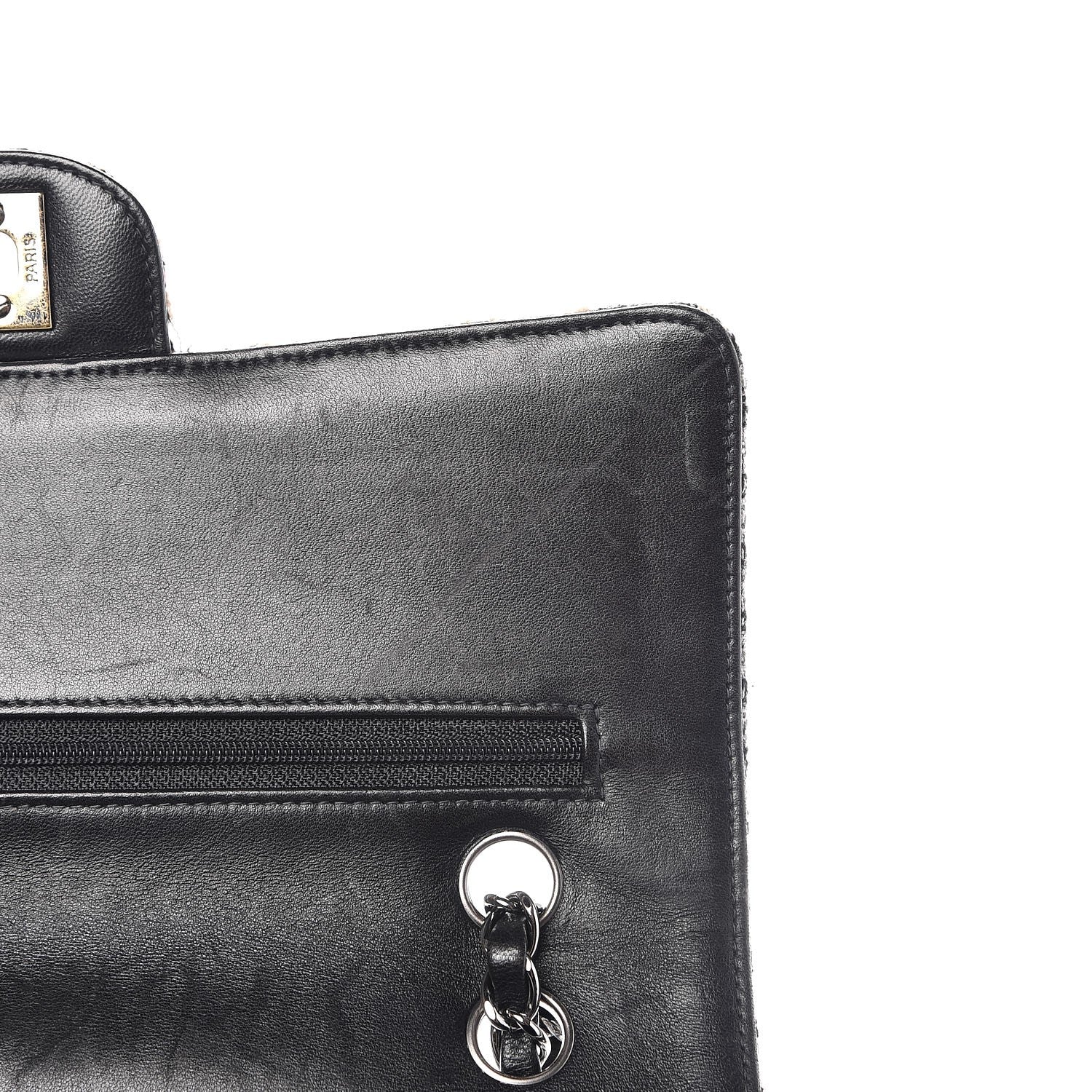 Chanel Tweed Medium Double Flap Black White 11 of 12