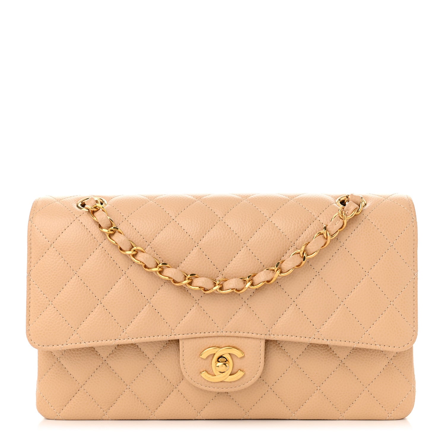 Chanel Caviar Quilted Medium Double Flap Beige 1 of 11