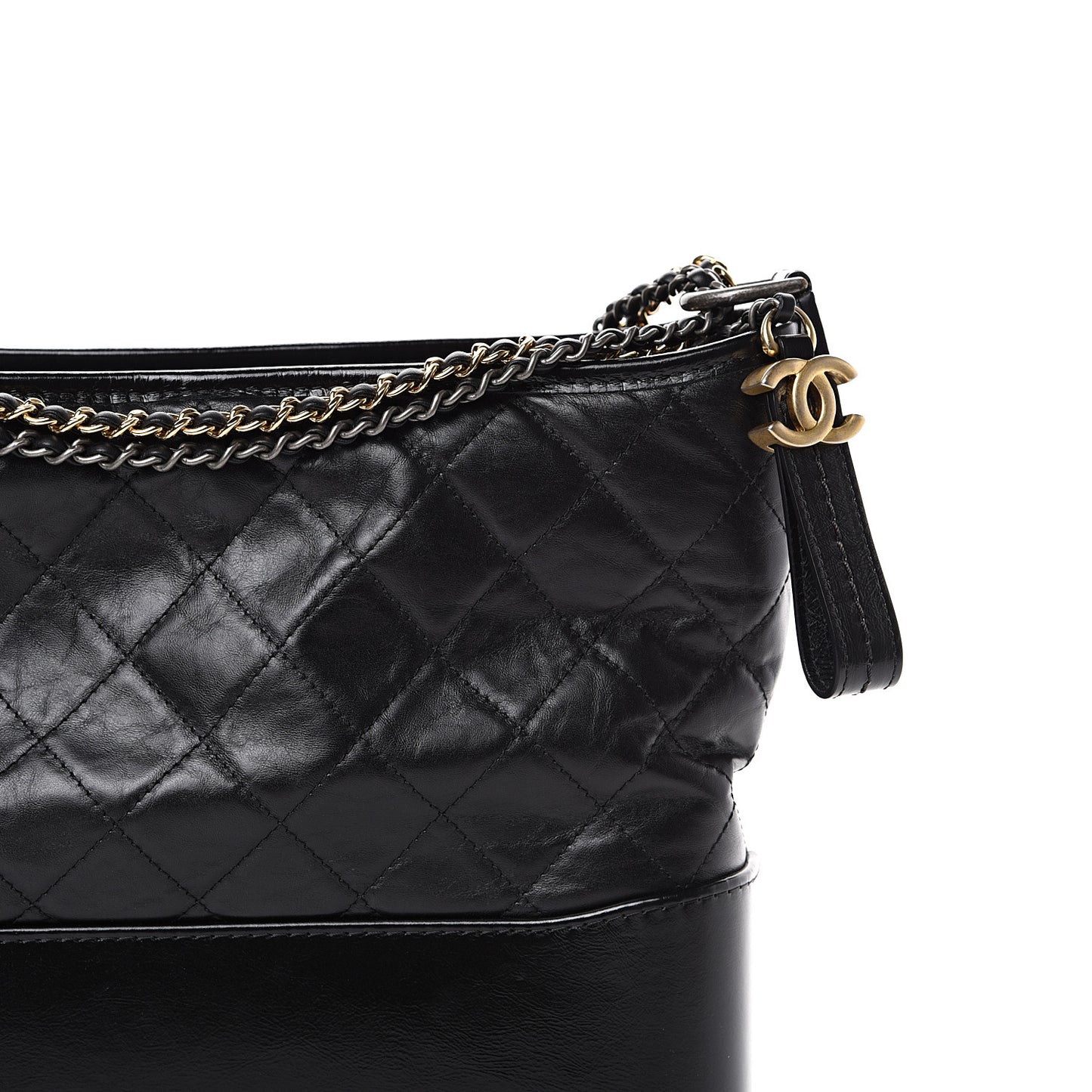 Aged Calfskin Quilted Medium Gabrielle Hobo Black