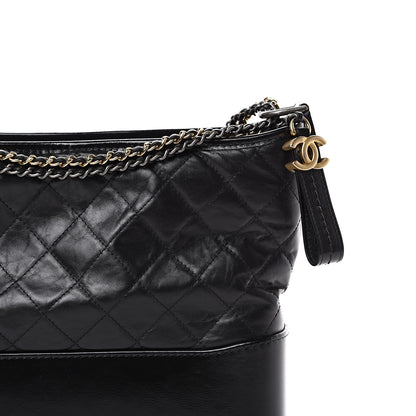 Chanel Aged Calfskin Quilted Medium Gabrielle Hobo Black 7 of 9