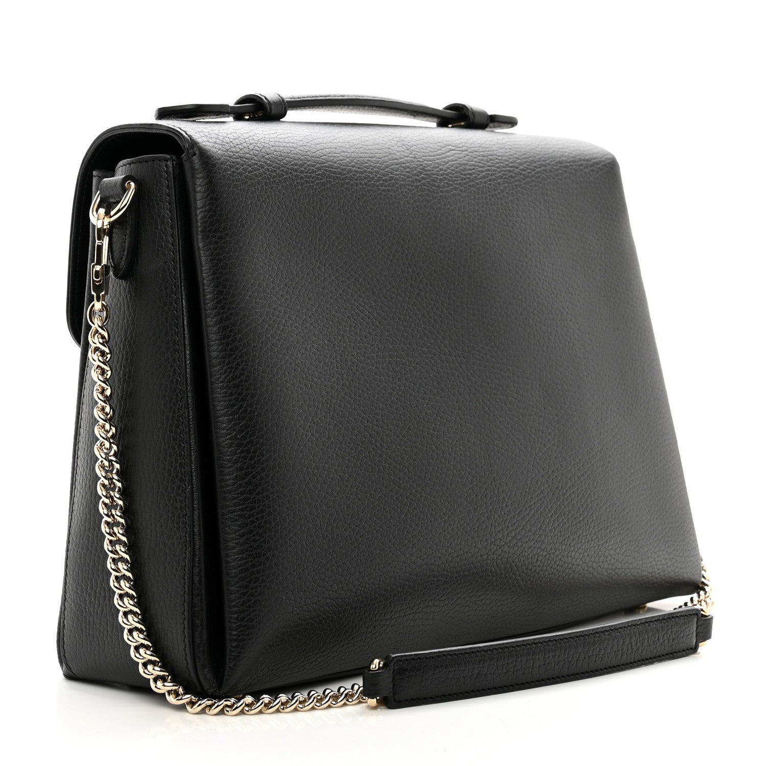 Gucci Dollar Calfskin Medium Interlocking G Top Handle Shoulder Bag Black 3 of 10