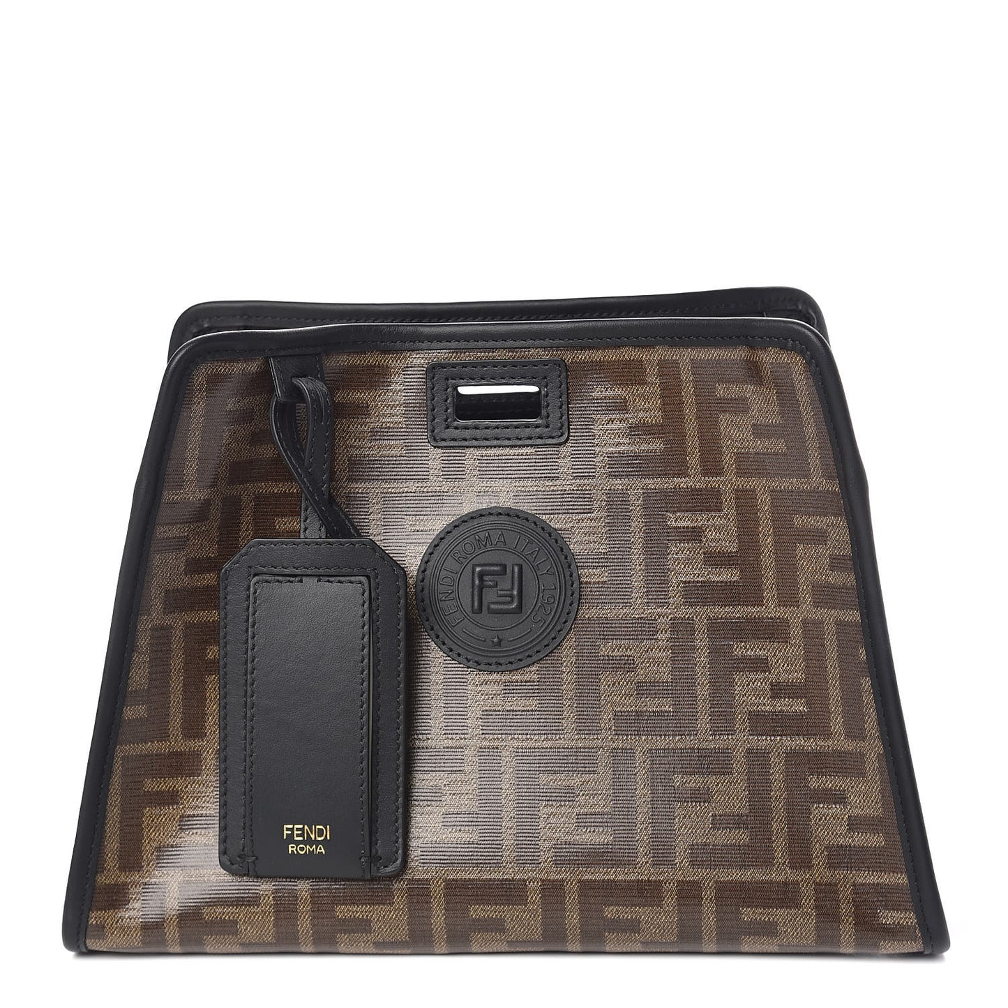 Glazed Fabric Vitello Century FF 1974 Stamp Patch Mini Peekaboo Defender Cover Mogano Panna Black