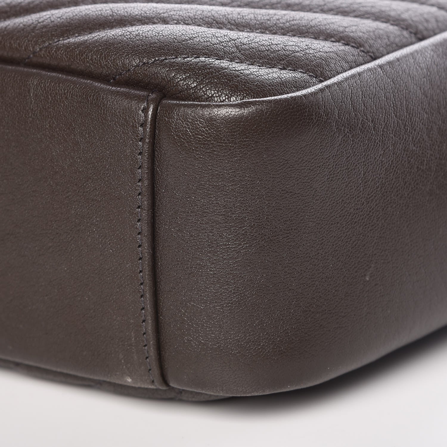 Saint Laurent Sheepskin Matelasse Chevron Monogram Large College Satchel Dark Brown 9 of 9