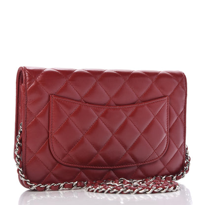 Chanel Lambskin Quilted Wallet on Chain WOC Red 3 of 11
