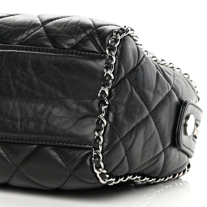 Chanel Crumpled Calfskin Quilted Chain All Over Shoulder Bag Black 10 of 10