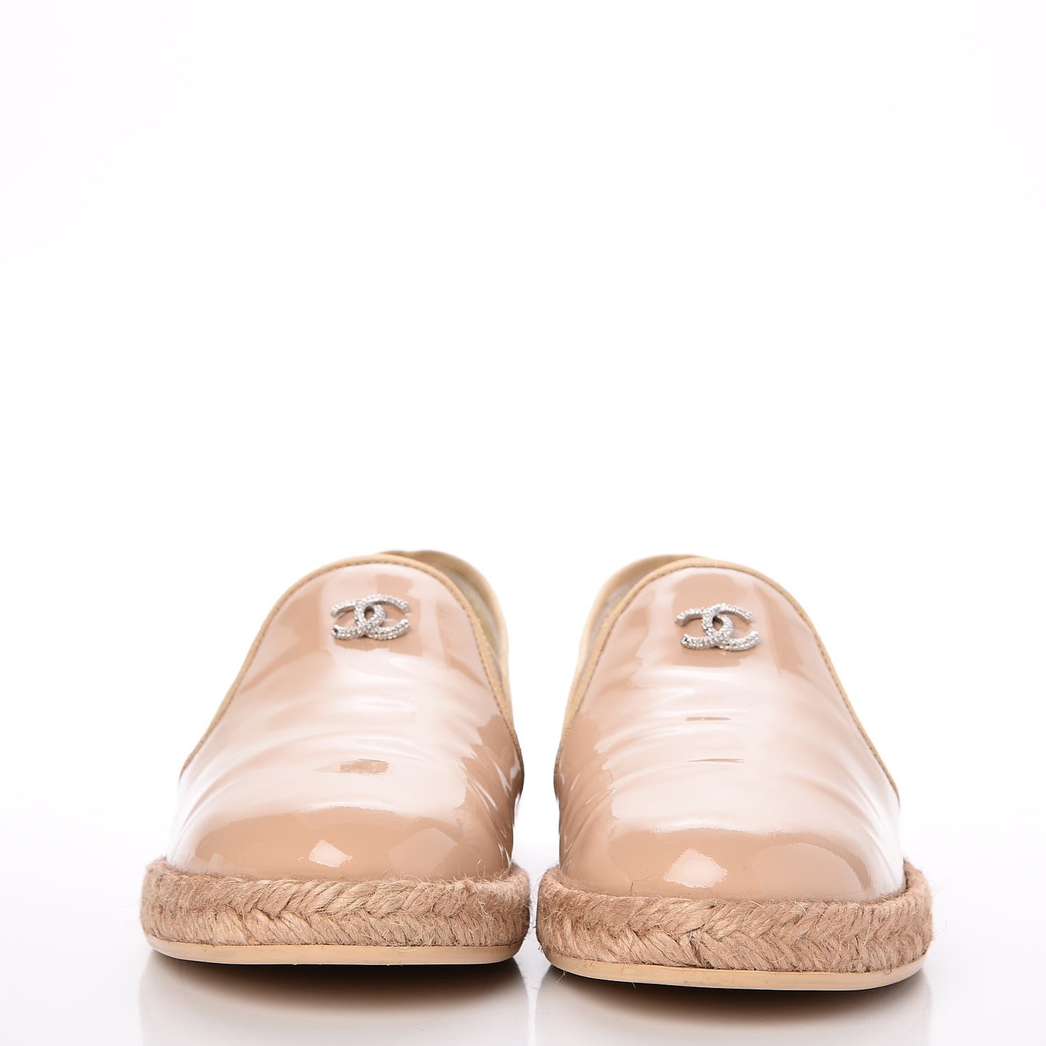 Chanel Patent CC Loafers Espadrille 35 Beige 2 of 9