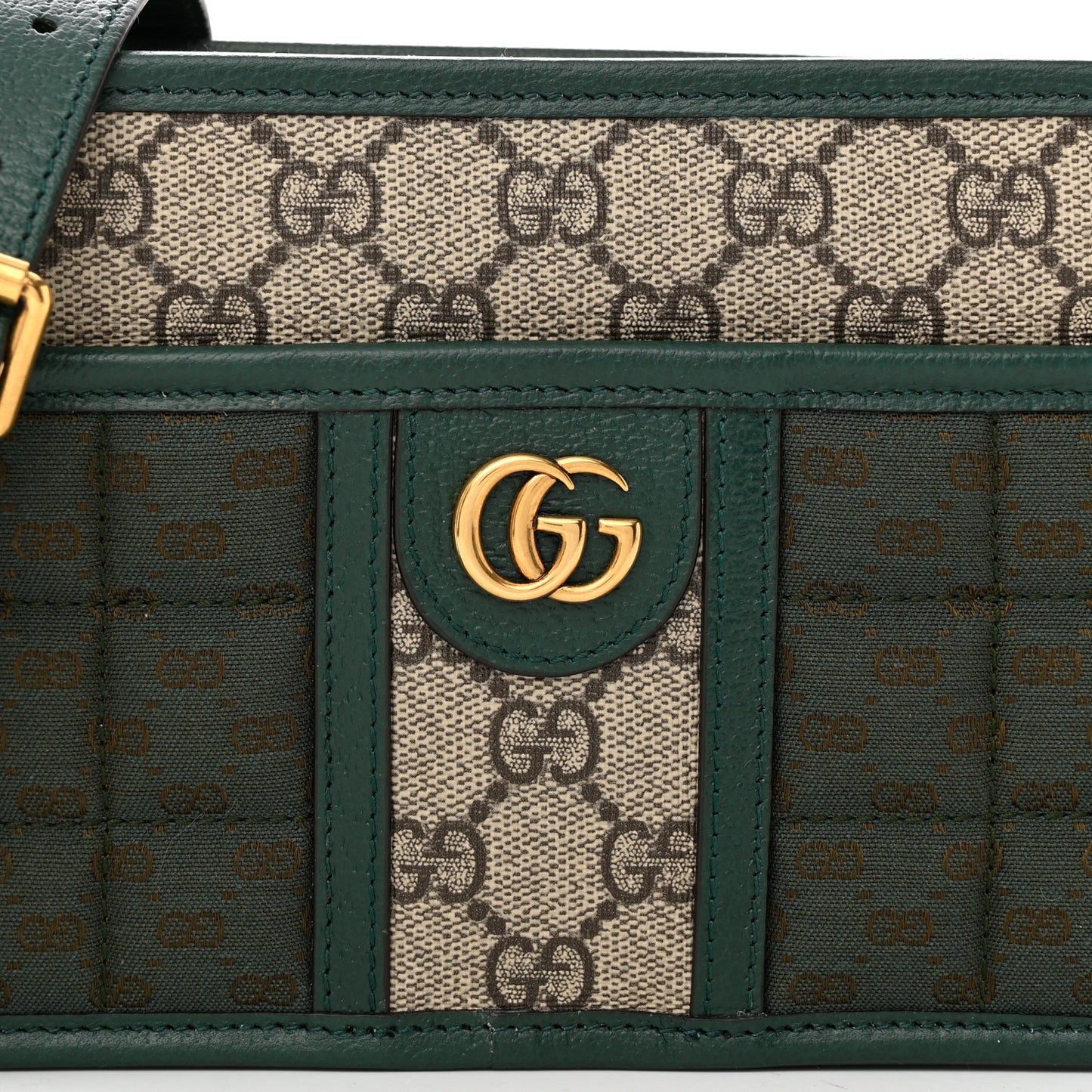 Monogram GG Mignon Textured Dollar Calfskin GG Supreme Monogram Quilted Mini GG Shoulder Bag Green Beige Ebony