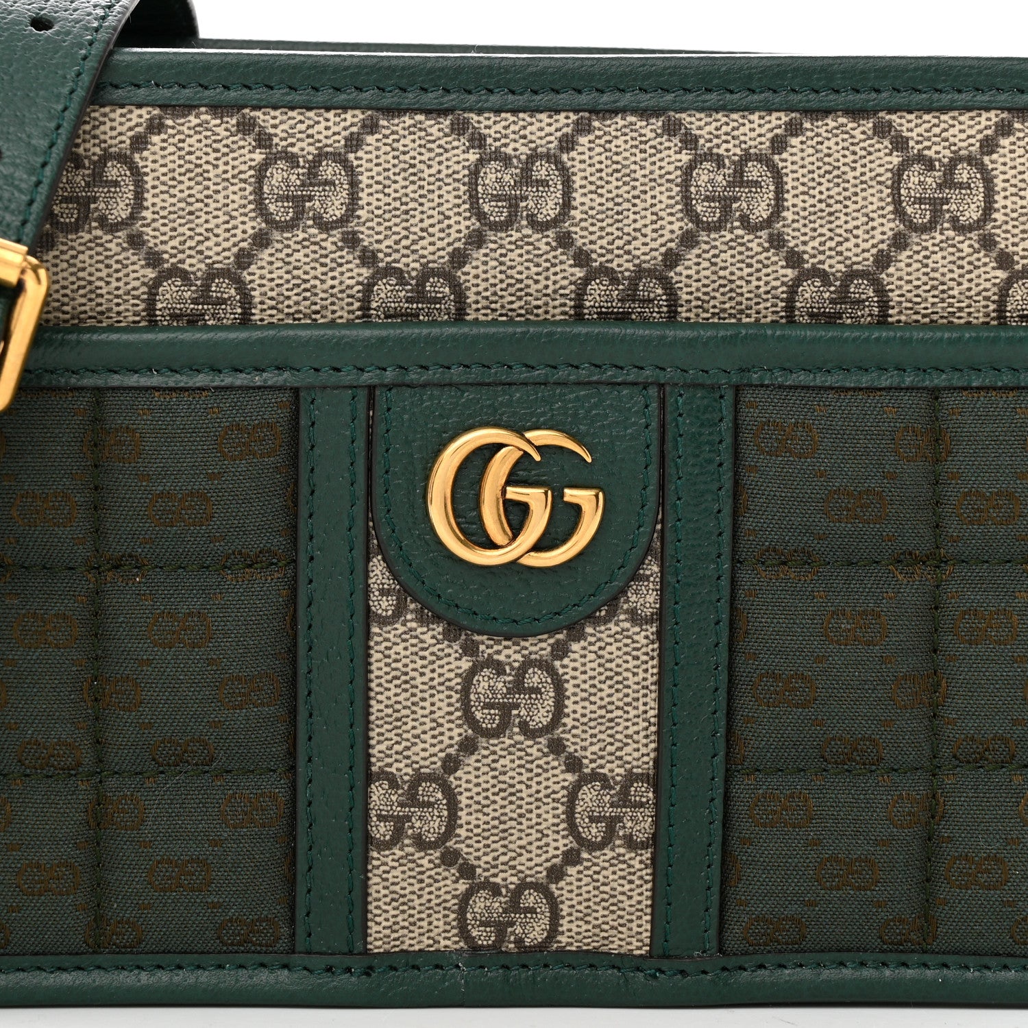 Gucci Monogram GG Mignon Textured Dollar Calfskin GG Supreme Monogram Quilted Mini GG Shoulder Bag Green Beige Ebony 8 of 12