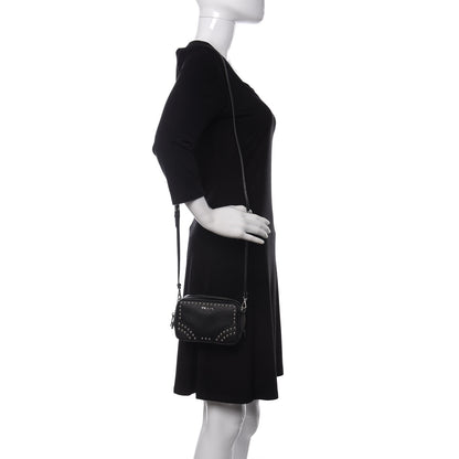 Prada Saffiano Studded Mini Camera Crossbody Black 2 of 10