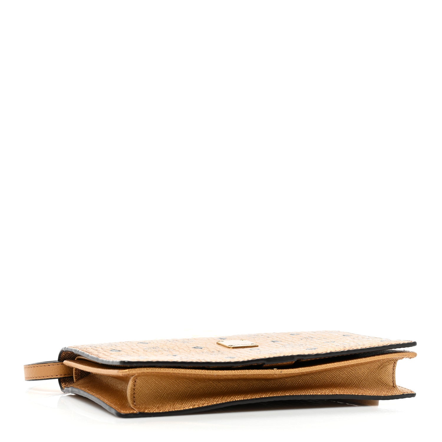 MCM Metallic Visetos Crossbody Wallet Gold 4 of 10