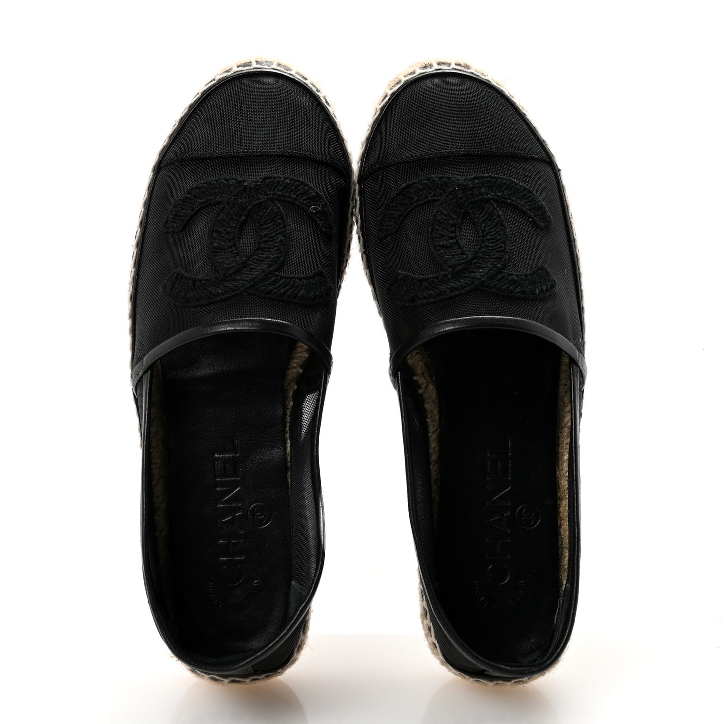 Mesh Grosgrain CC Espadrilles 36 Black