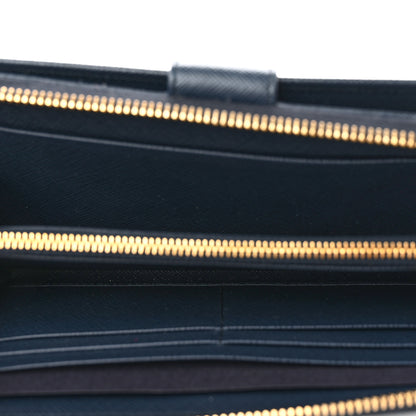Prada Saffiano Metal Zip Around Wallet Baltico 5 of 8