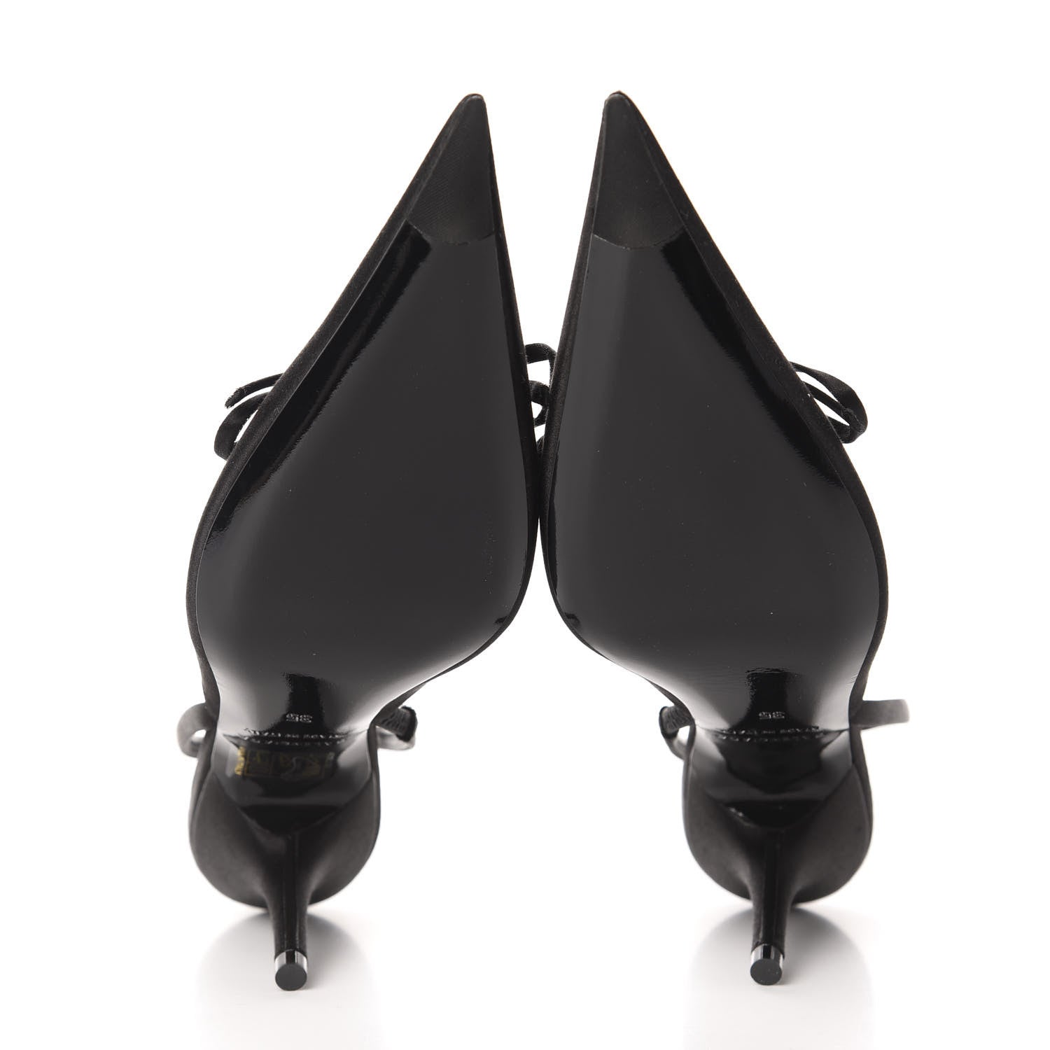 Balenciaga Satin Pointed Toe Knife Slingback Mules 35 Black 6 of 10