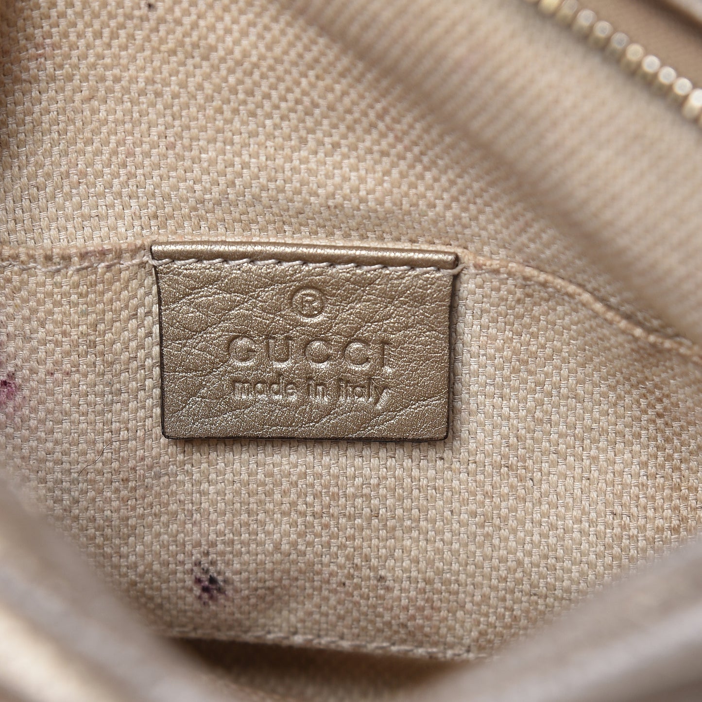 Metallic Pebbled Calfskin Mini Soho Chain Bag Golden Beige