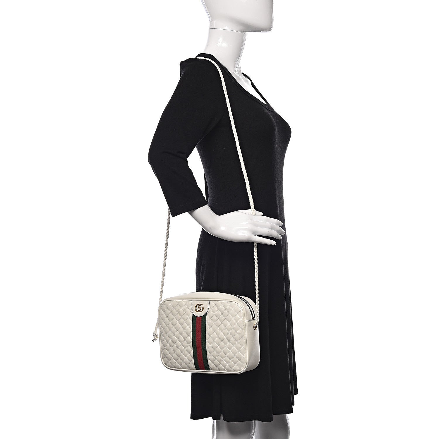 Gucci Calfskin Web Trapuntata Small Shoulder Bag Off White 2 of 10