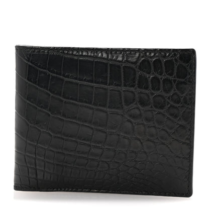 Bottega Veneta Crocodile Bi-Fold Wallet Black 1 of 7