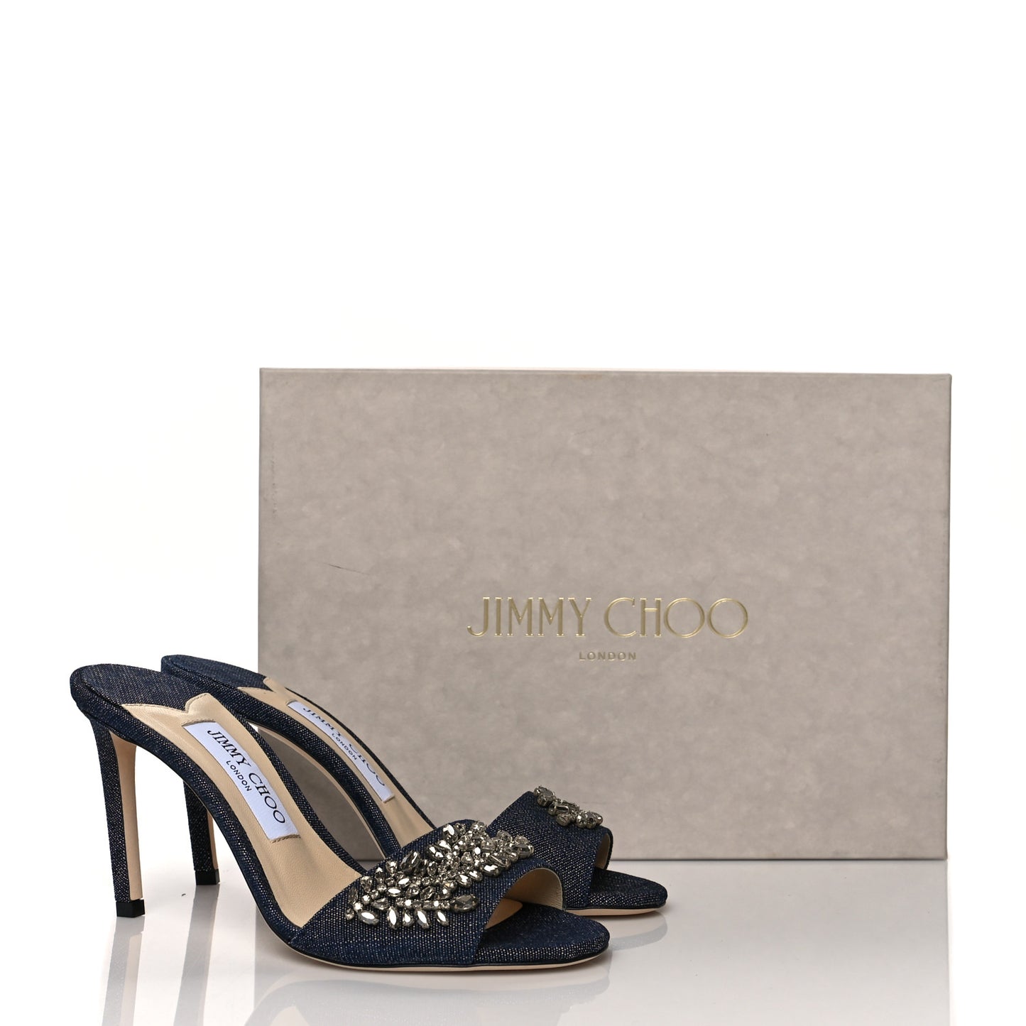 Denim Stacey Crystals Mule 37 Indigo
