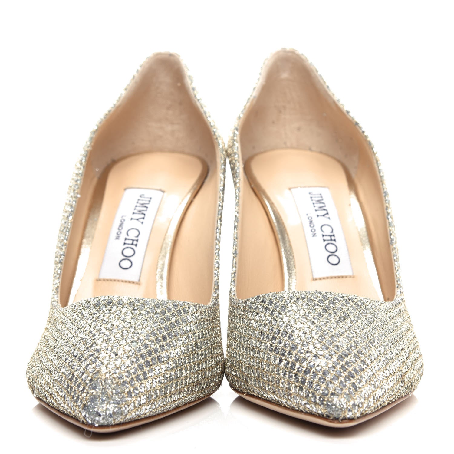 Jimmy Choo Glitter Fabric Romy 85 Pumps 36.5 Champagne 2 of 10