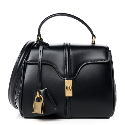 Celine Satinated Calfskin Mini 16 Top Handle Bag Black 1 of 14