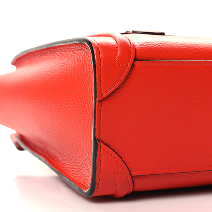 Celine Drummed Calfskin Nano Luggage Vermillion 8 of 9