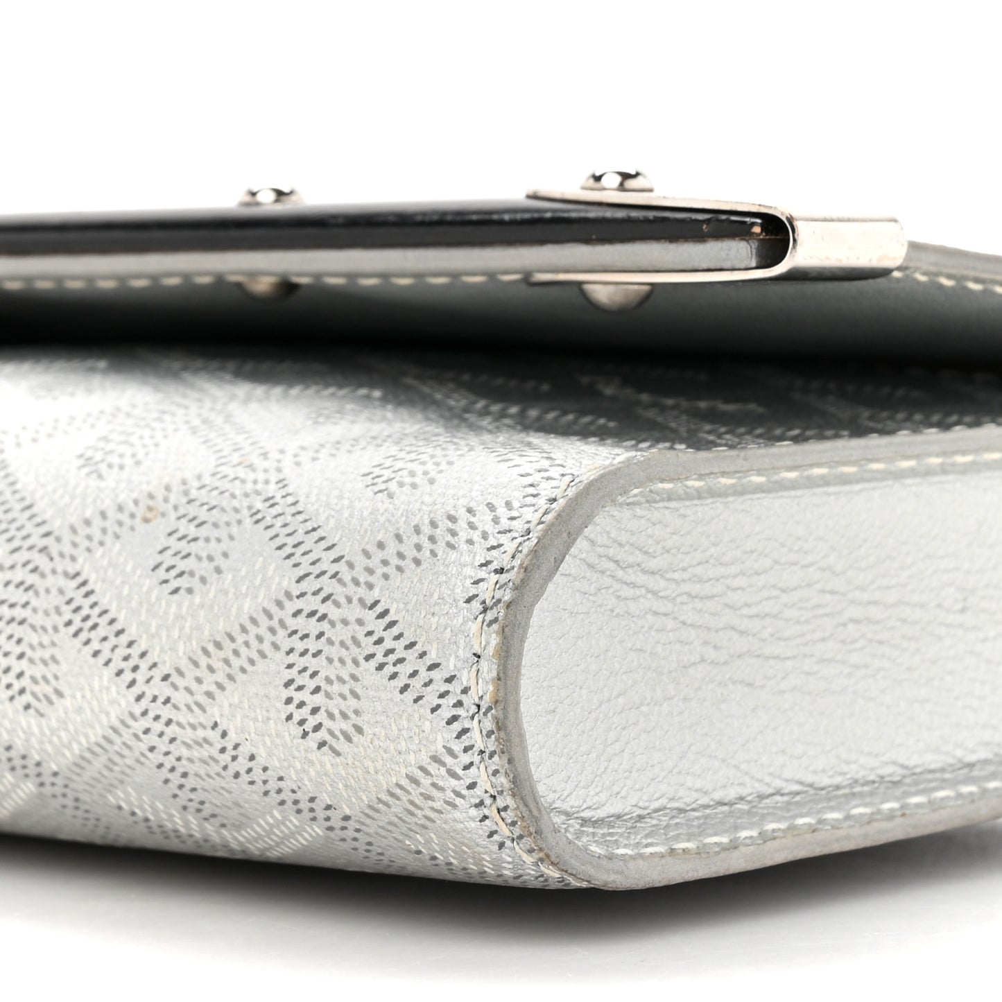 Goyardine Monte Carlo Bois Clutch With Strap Silver