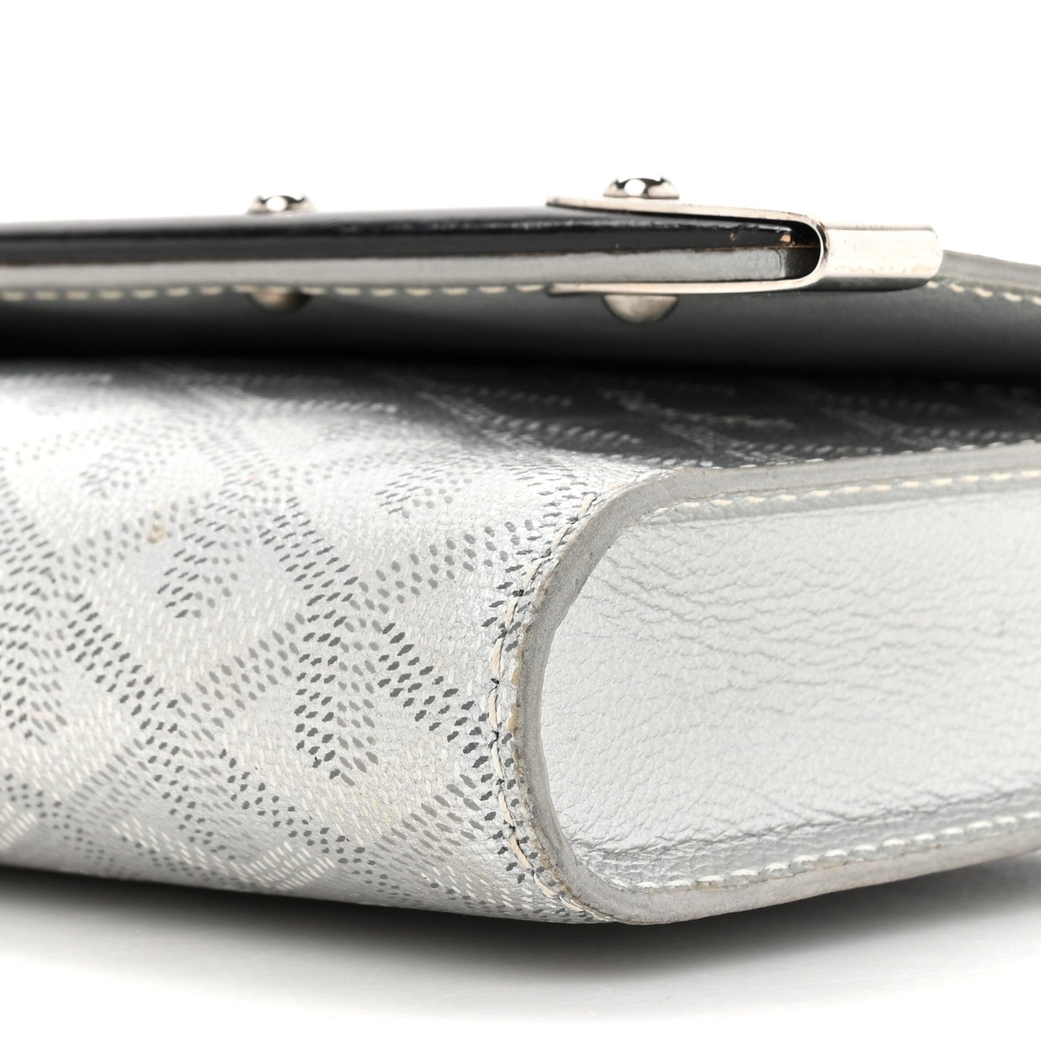 Goyard Goyardine Monte Carlo Bois Clutch With Strap Silver 8 of 17