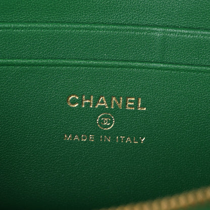 Chanel Calfskin Crocodile Embossed Crococo Top Handle Slim Vanity Case With Chain Green 6 of 11