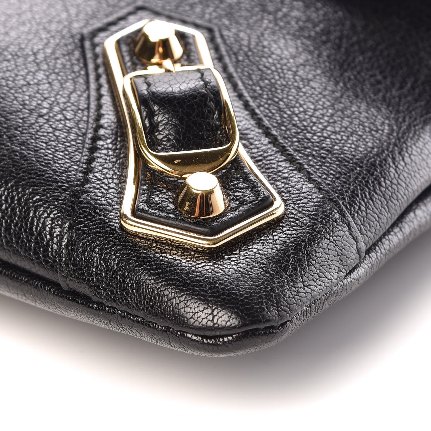Balenciaga Chevre Gold Metallic Edge Hardware Envelope Clutch Black 10 of 10